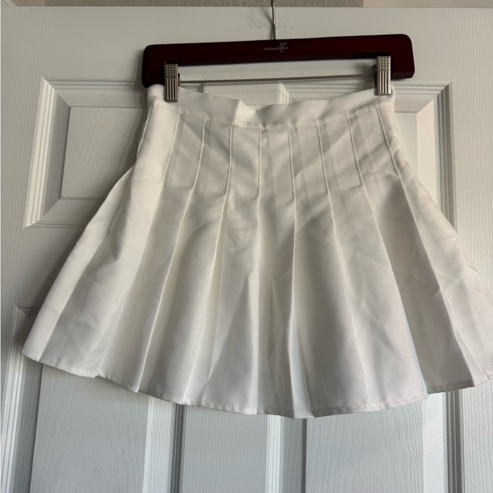 White Pleated Mini Skirt